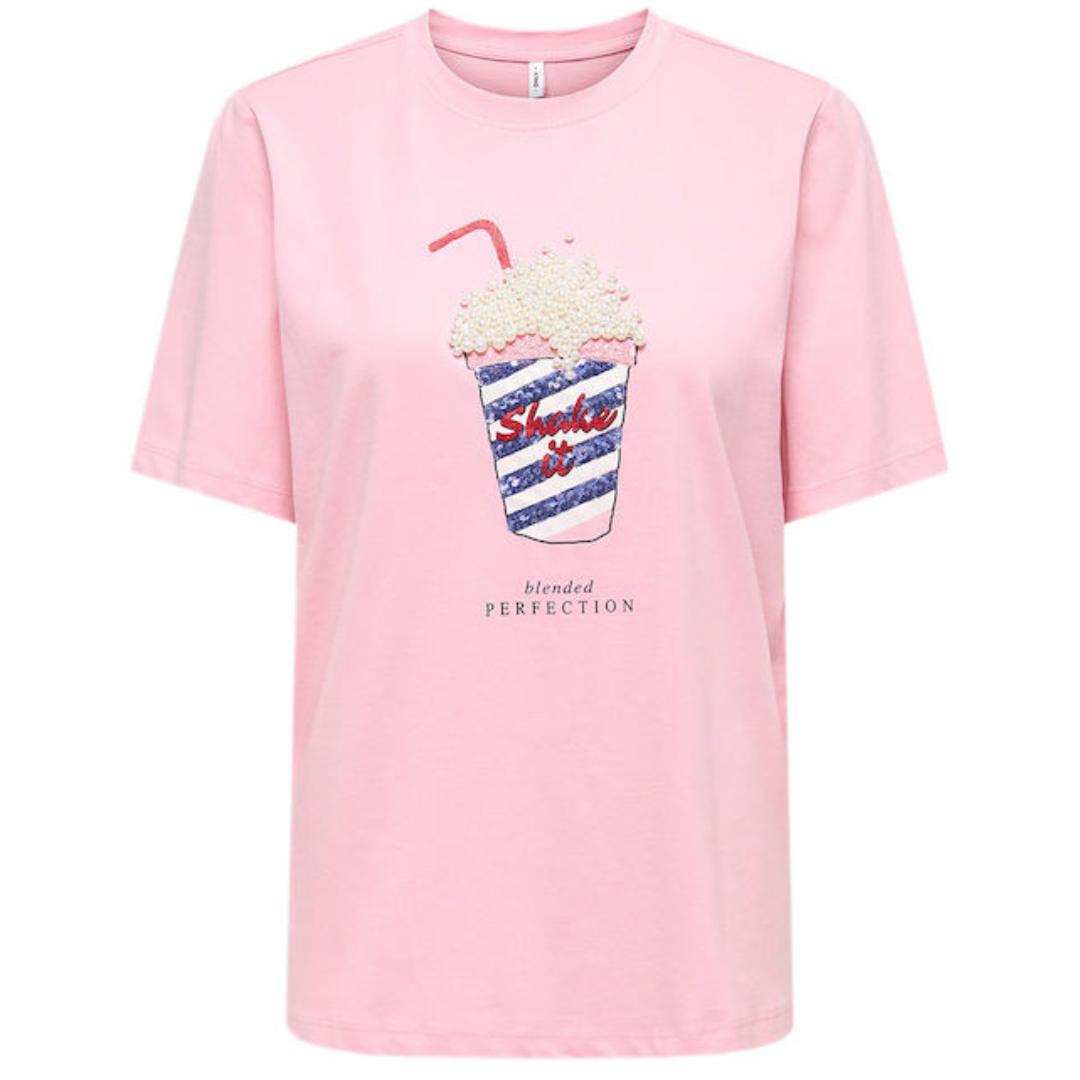 ONLY Roze Ženska Majica ONLBURST LIFE POPCORN